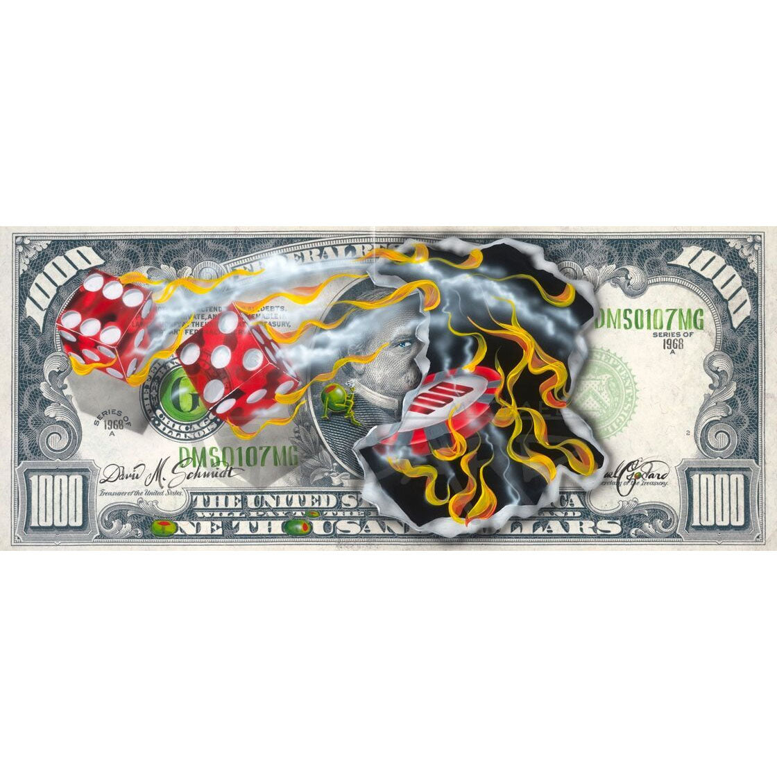 Michael Godard "$1000 Bill Winning Big" Limited Edition Canvas Giclee