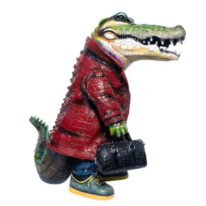 Carlos and Albert "FASHIONISTA - Gator In Trench Coat" Sculpture