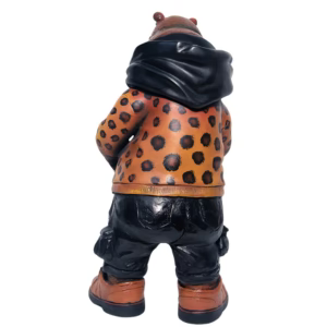 Carlos and Albert "FASHIONISTA - Hippo with Hoodie Animal Print" Sculpture