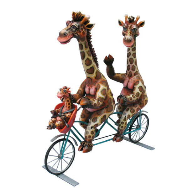 Carlos and Albert "Giraffe Family on Bicycle" Sculpture