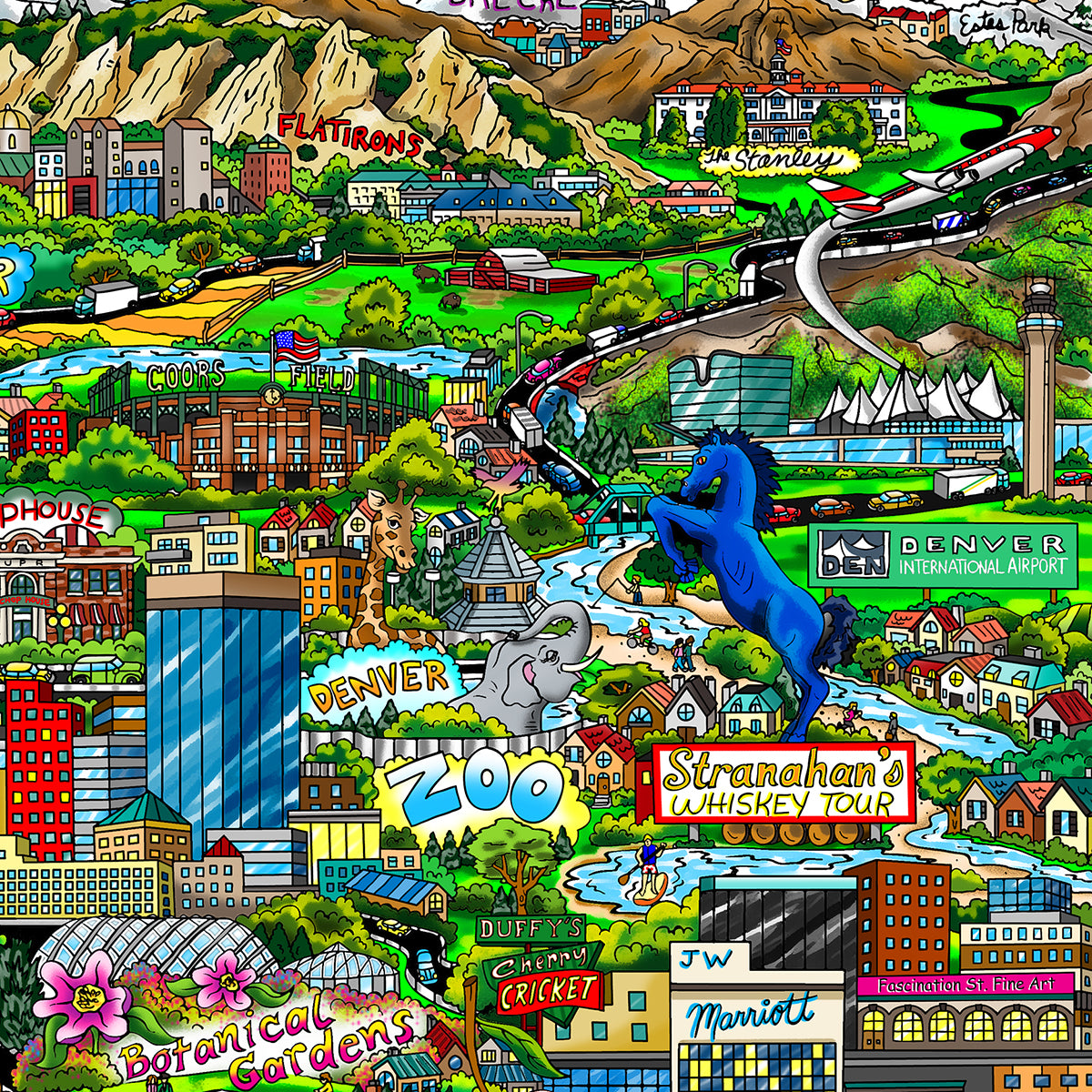 Charles Fazzino "Colorado on My Mind" 3D Limited Edition Mixed-Media on Paper
