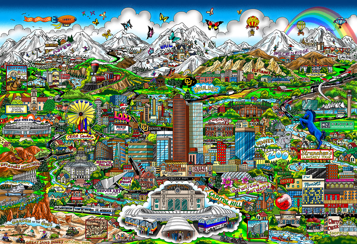 Charles Fazzino "Colorado on My Mind" 3D Limited Edition Mixed-Media on Paper