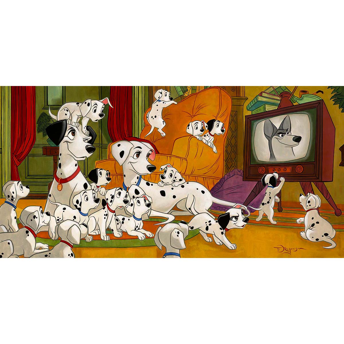 Tim Rogerson Disney "Movie Night" Limited Edition Canvas Giclee