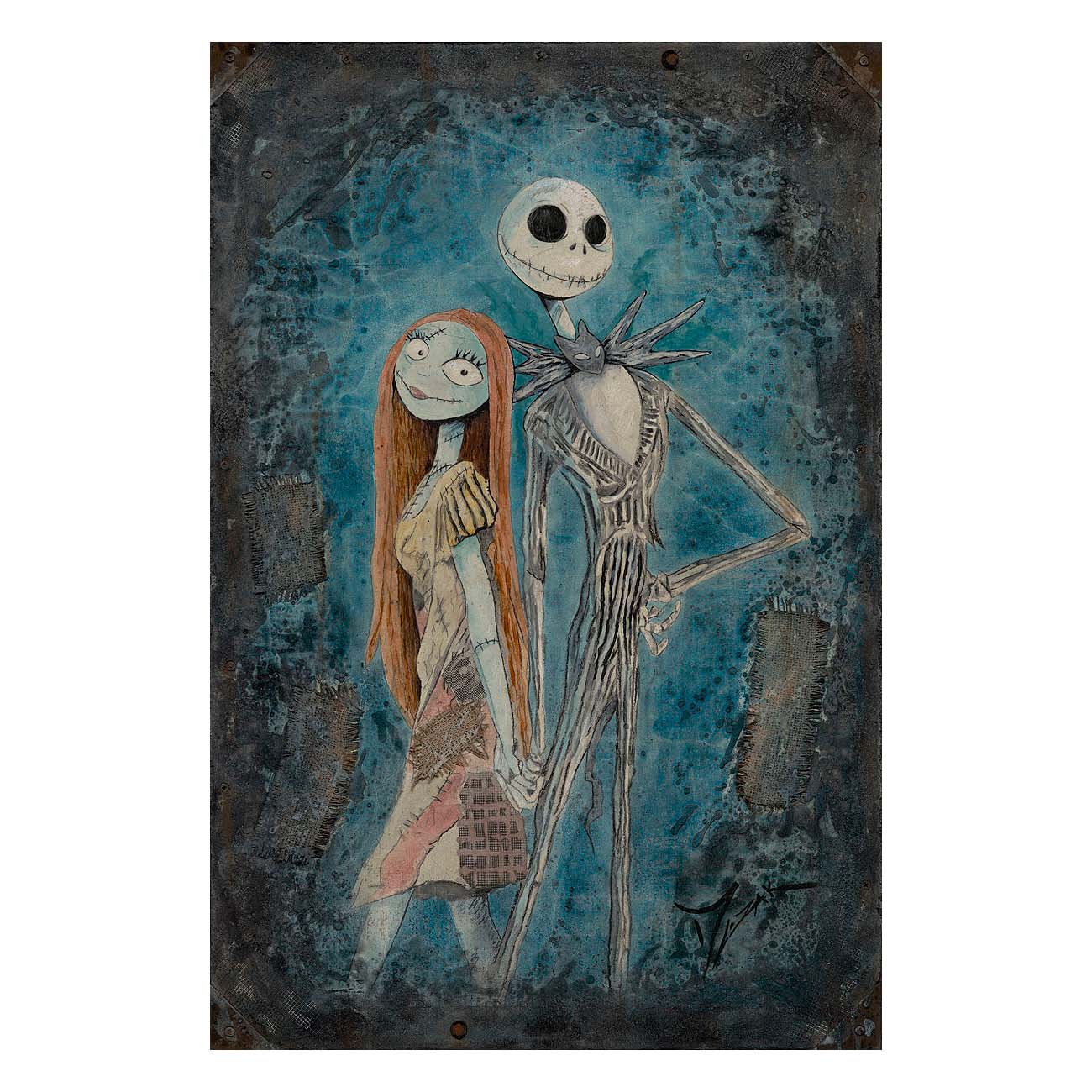 Trevor Mezak Disney "Jack and Sally" Giclée on Hand-Textured Canvas