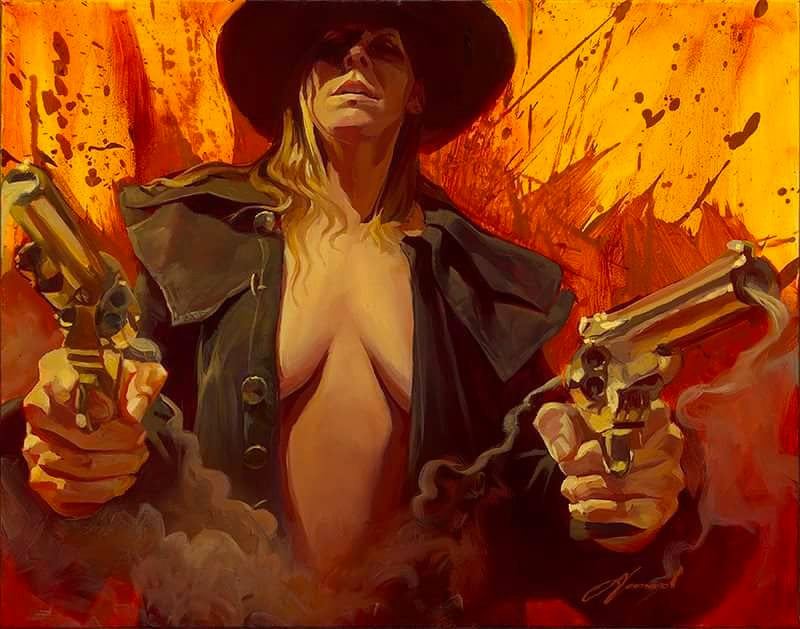 Gabe Leonard "Guns A Blazin'" Limited Edition Canvas Giclee