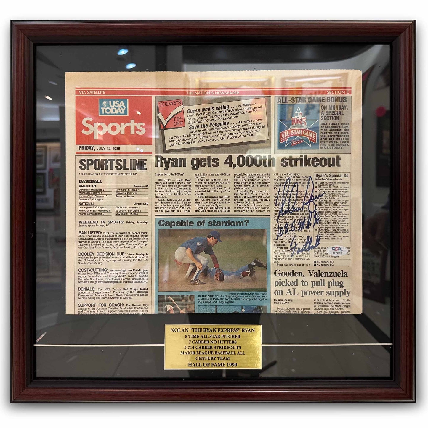 Art Center Gallery Nolan "The Ryan Express" Ryan USA Today Framed Sports Collectible