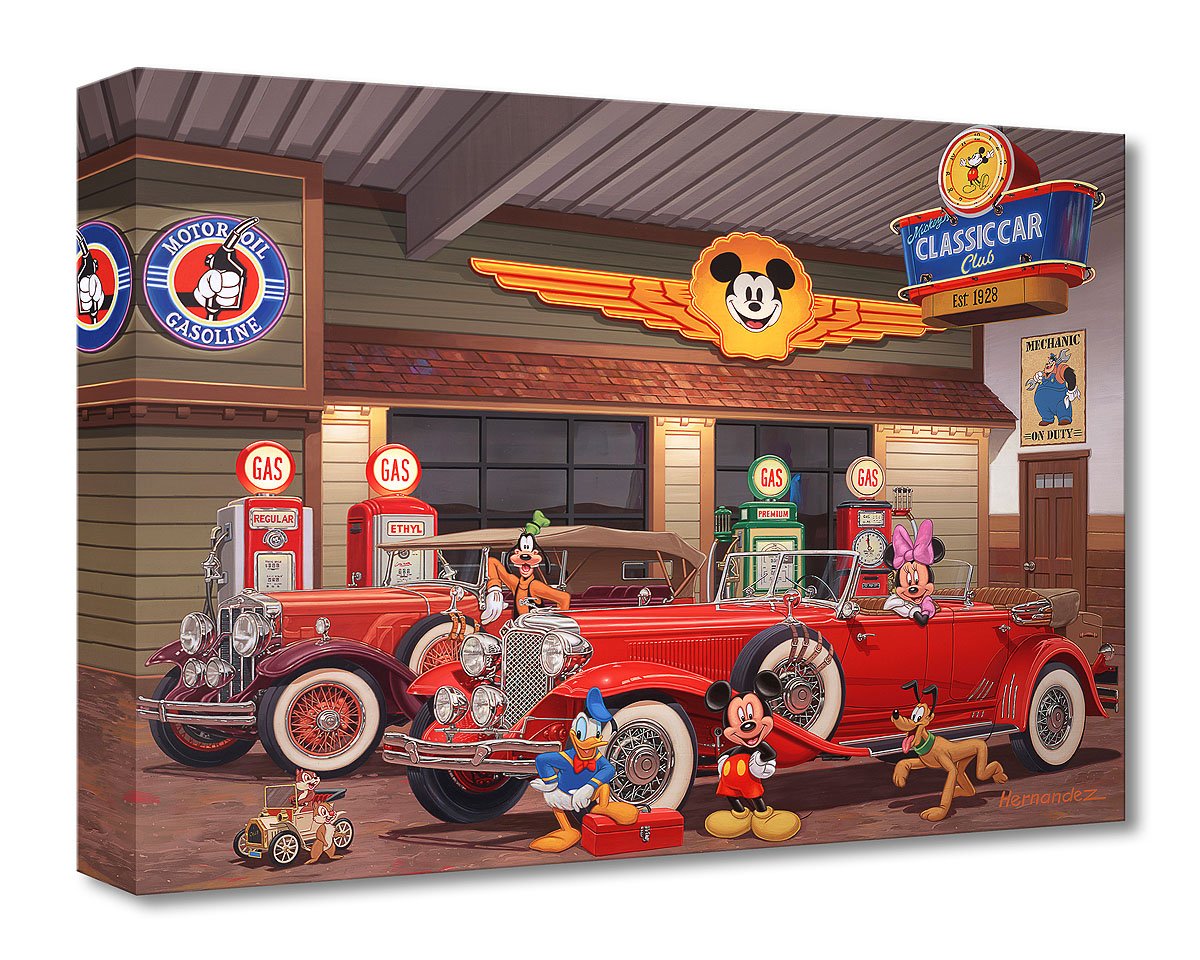 Manuel Hernandez Disney "Mickey's Classic Car Club" Limited Edition Canvas Giclee