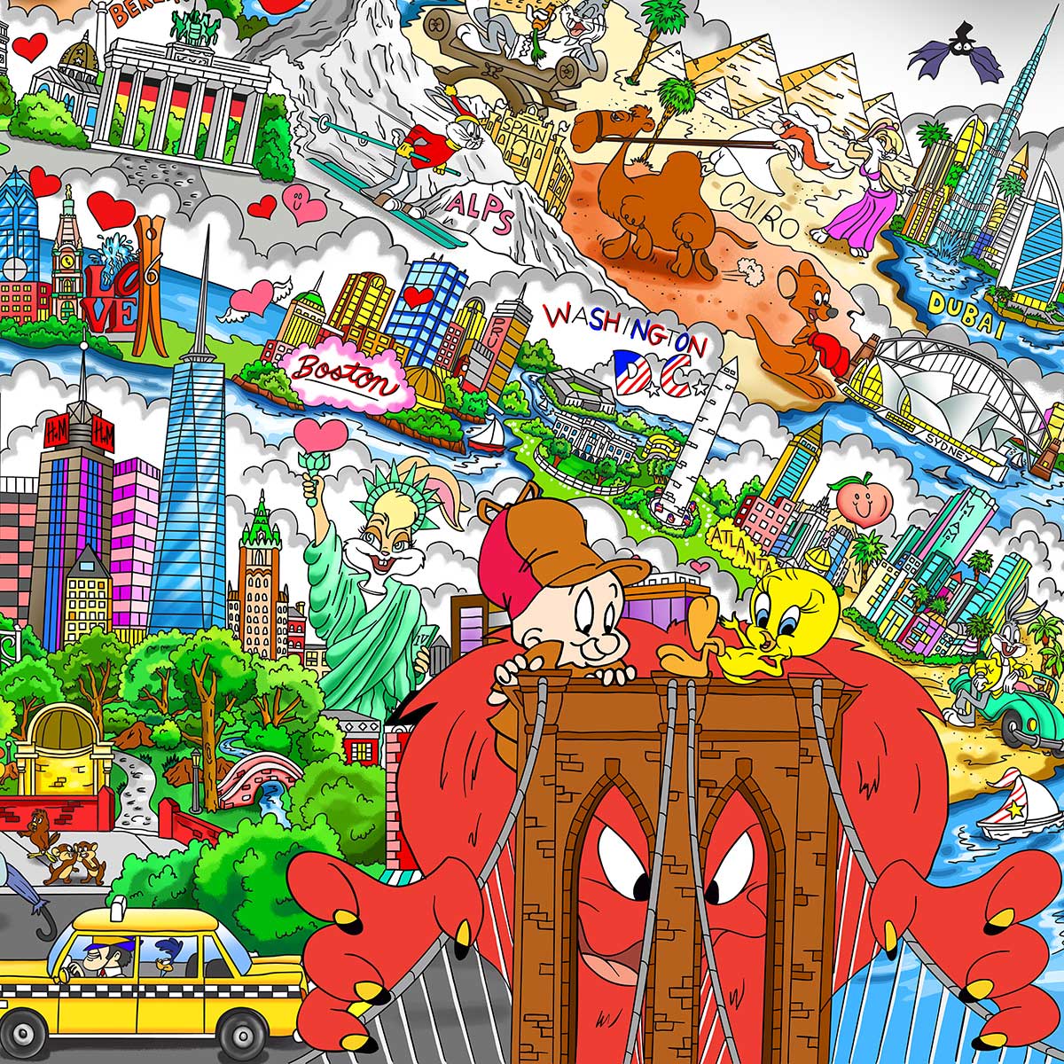 Charles Fazzino "It’s a Looney World" 3D Limited Edition Silkscreen on Paper