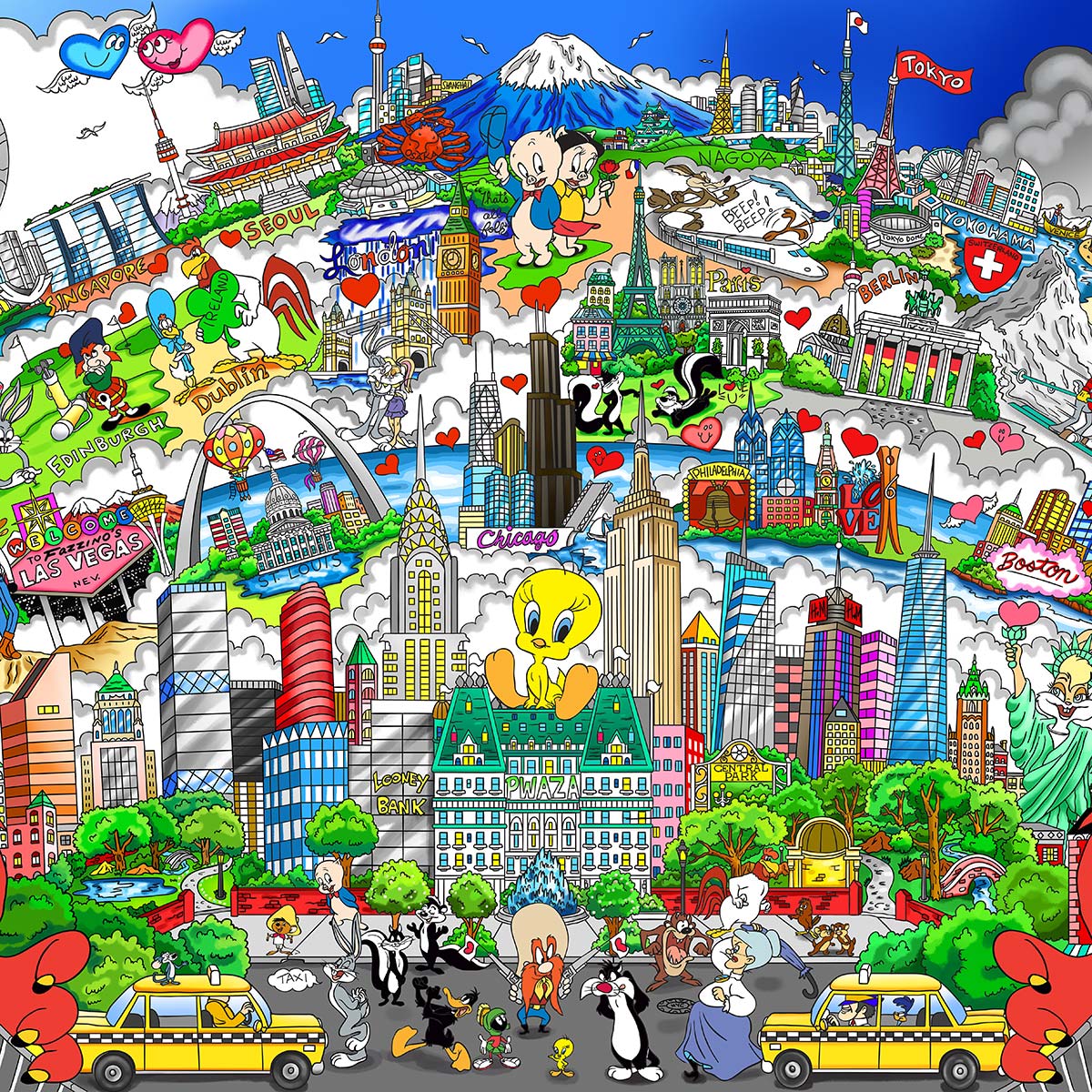 Charles Fazzino "It’s a Looney World" 3D Limited Edition Silkscreen on Paper