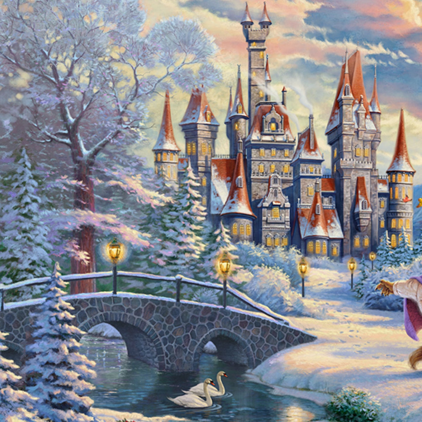 Thomas Kinkade Studios "Beauty and the Beast’s Winter Enchantment" Limited Edition Canvas Giclee