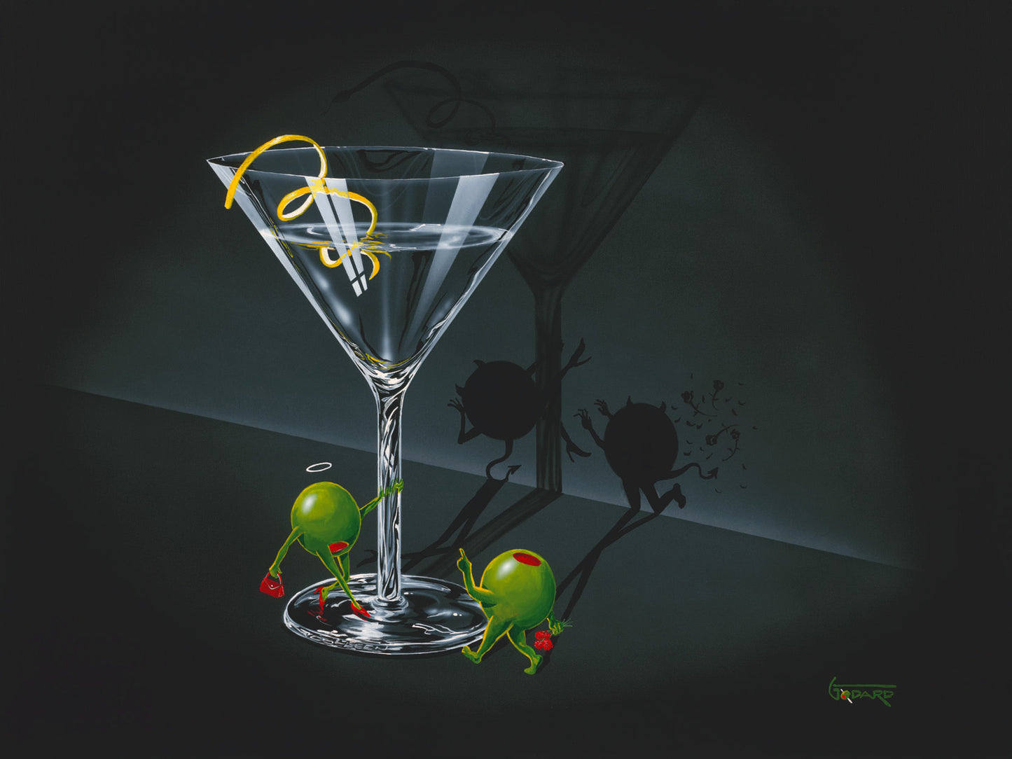 Michael Godard "He Devil She Devil Martini with a Twist" Limited Edition Canvas Giclee