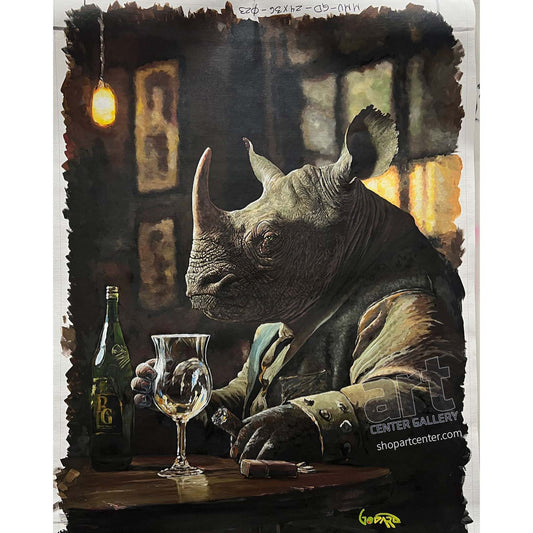 Michael Godard "Rhino Wine" Limited Edition Canvas Giclee