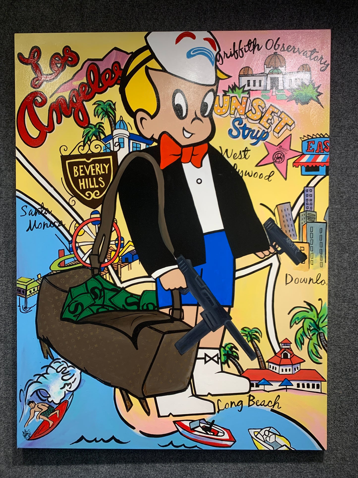 Sinister Monopoly “Sunset Strip” Original on Canvas