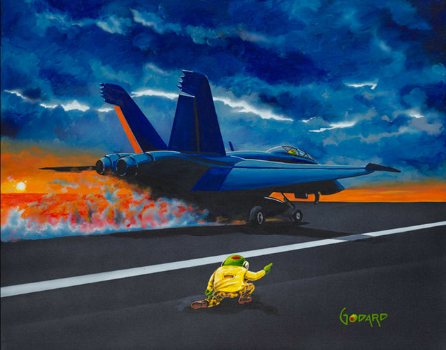 Michael Godard "Navy Runway Model" Limited Edition Canvas Giclee