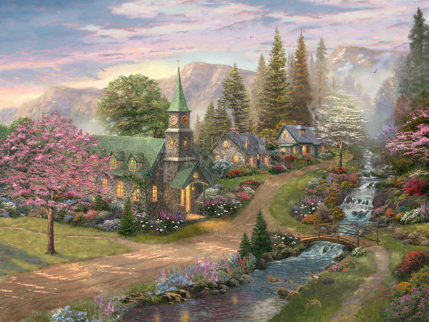 Thomas Kinkade Studios "Sunday Morning Chapel" Limited Edition Canvas Giclee