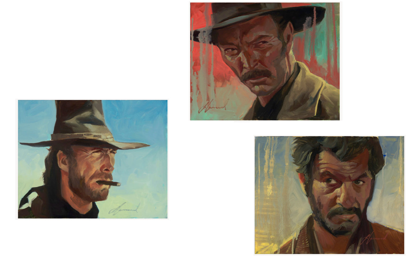 Gabe Leonard "The Good, The Bad & The Ugly" Set of Three Limited Edition Canvas Giclee