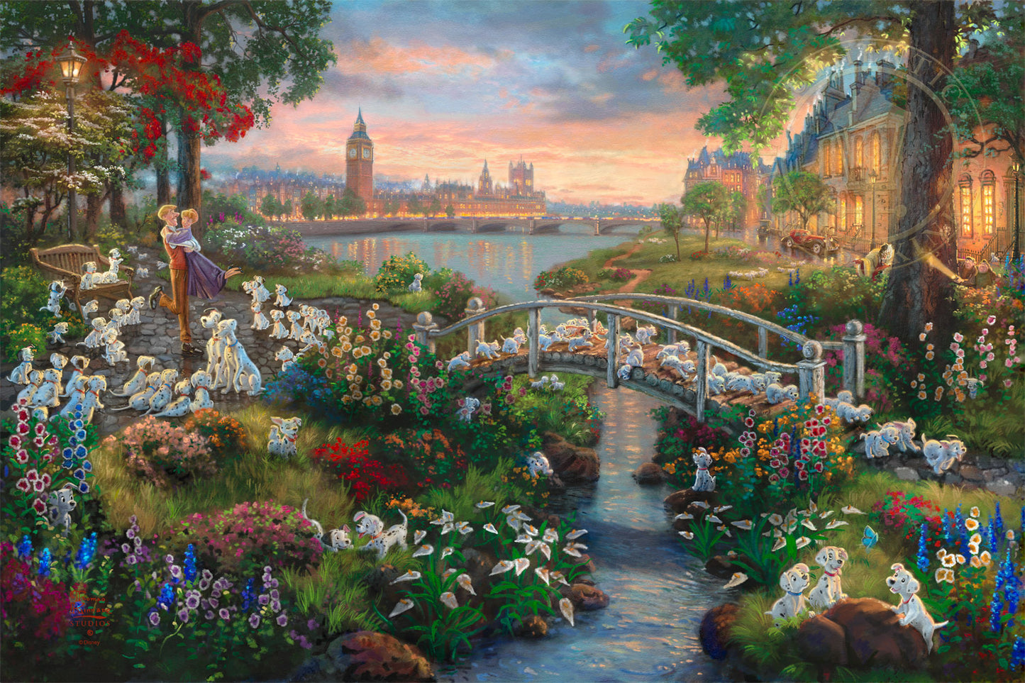 Thomas Kinkade Studios "101 Dalmatians" Limited Edition Canvas Giclee