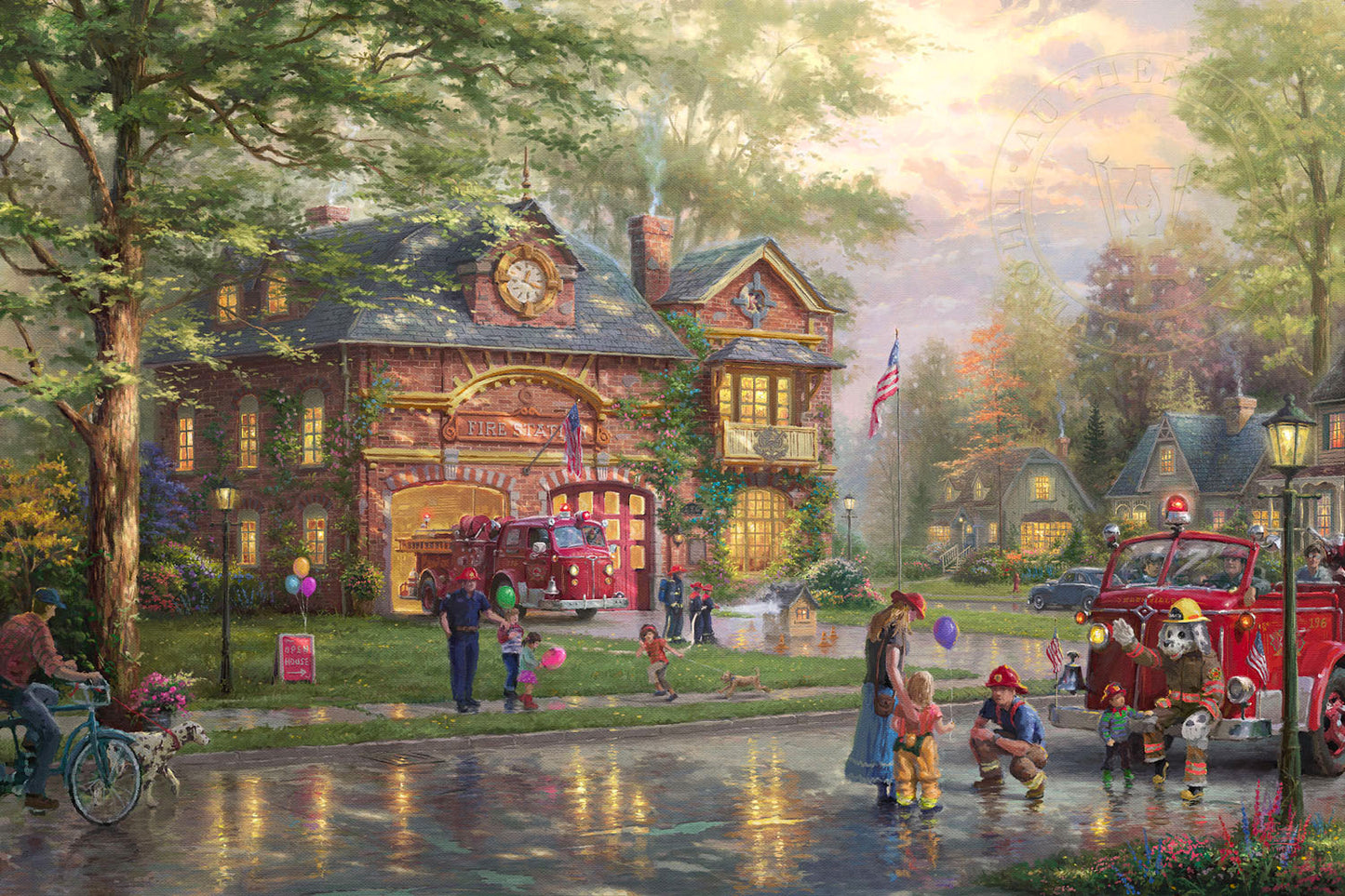 Thomas Kinkade Studios "Hometown Firehouse" Limited Edition Canvas Giclee