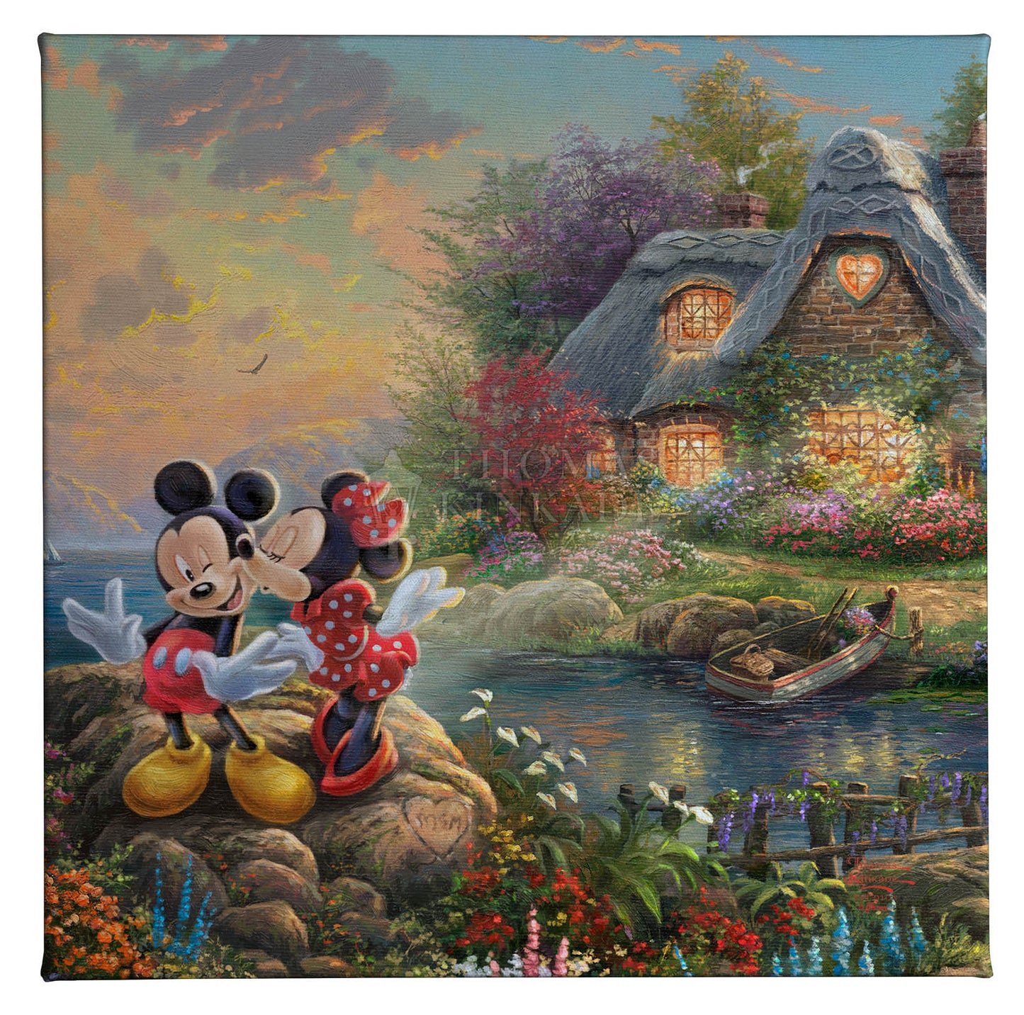 Thomas Kinkade Studios "Mickey and Minnie Sweetheart Cove" Open Edition Canvas Giclee
