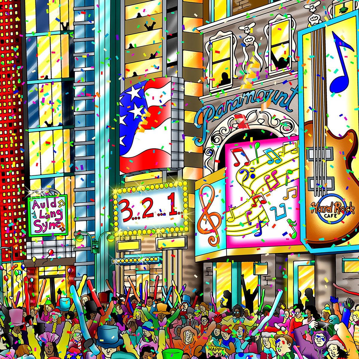 Charles Fazzino "Happy New Year from Times Square" 3D Limited Edition Mixed-Media on Paper