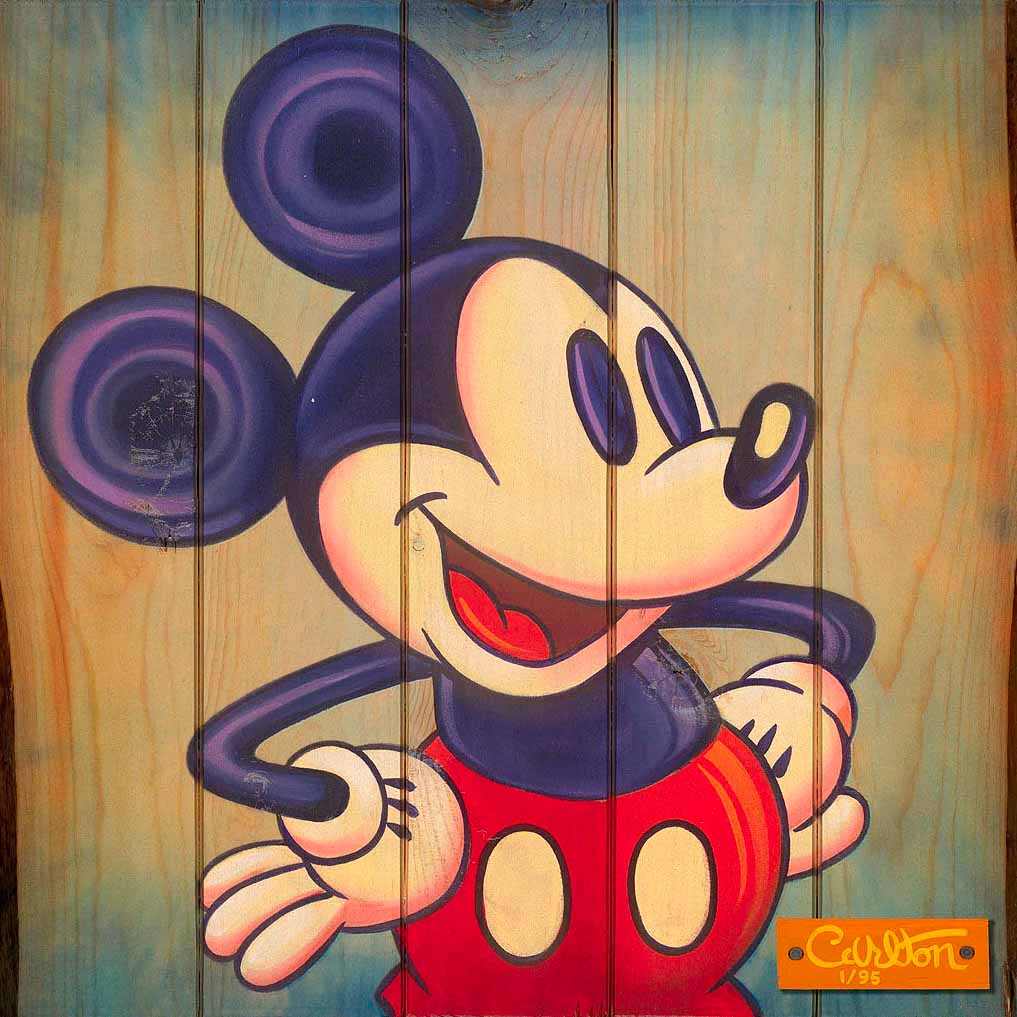 MIckey Mouse posing. On Wood Grain