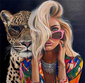 Kai Lava Modern Art Women with Leopard