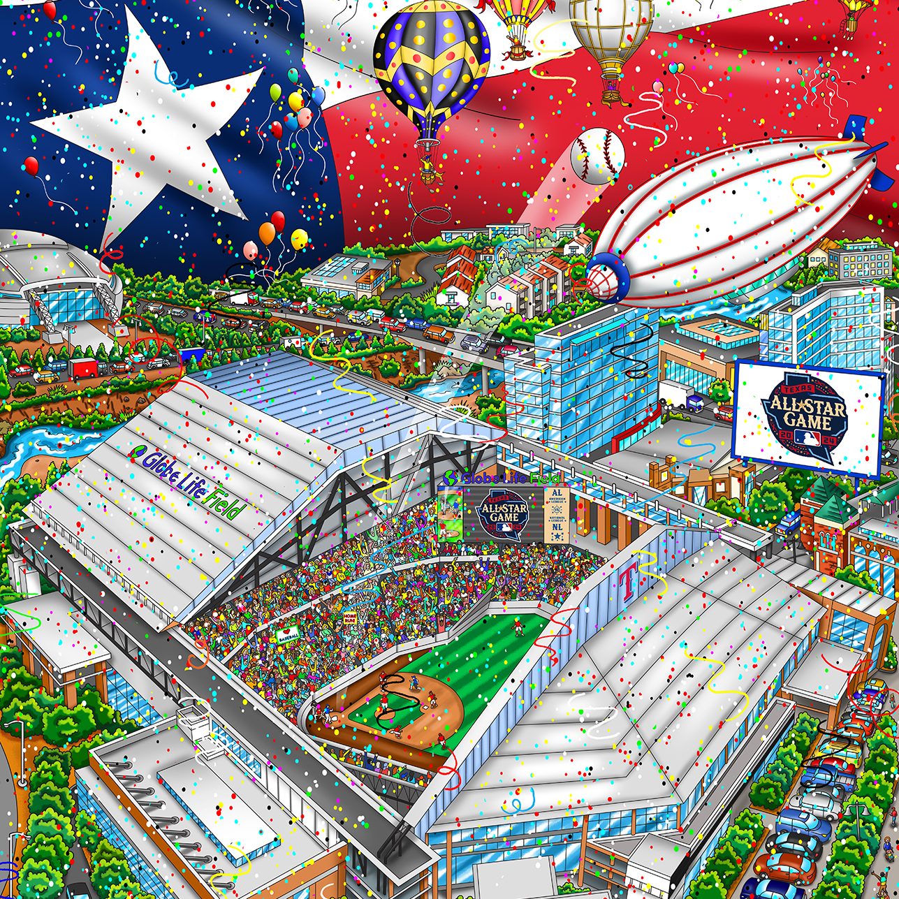 Charles Fazzino MLB All-Star Game 2024: Texas 3D Limited Edition Mixed-Media on Paper