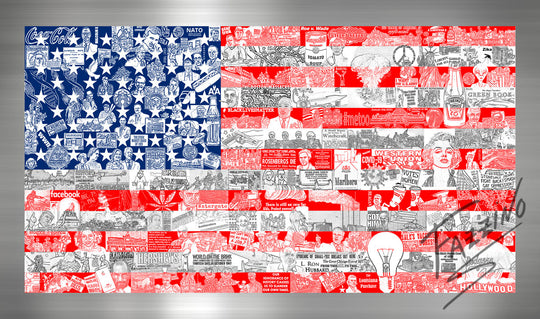 Charles Fazzino Historically…Our American Flag 3D Limited Edition die-sublimation & mixed-media on aluminum and paper