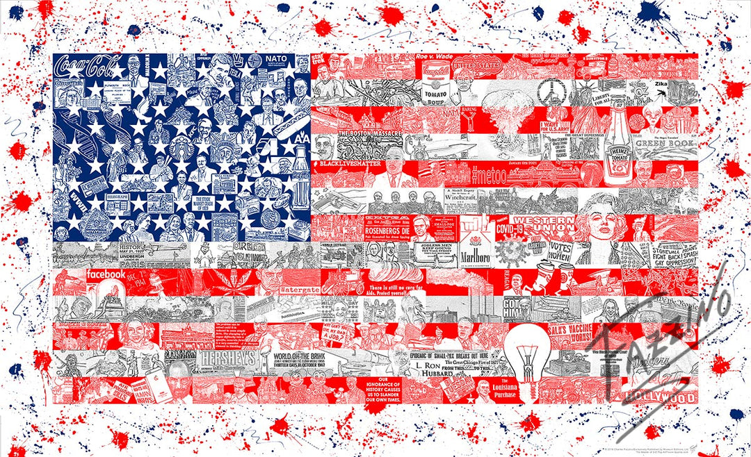 Charles Fazzino Historically…Our American Flag 3D Limited Edition die-sublimation & mixed-media on aluminum and paper
