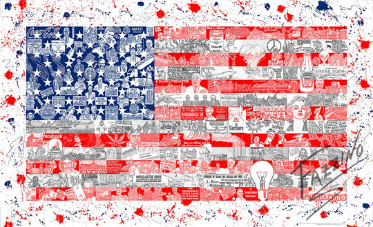 Charles Fazzino Historically…Our American Flag 3D Limited Edition die-sublimation & mixed-media on aluminum and paper