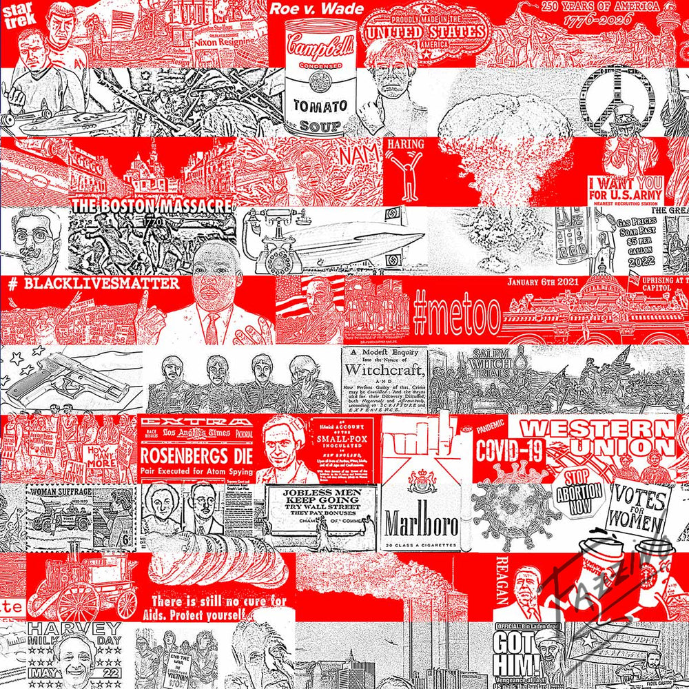 Charles Fazzino Historically…Our American Flag 3D Limited Edition die-sublimation & mixed-media on aluminum and paper