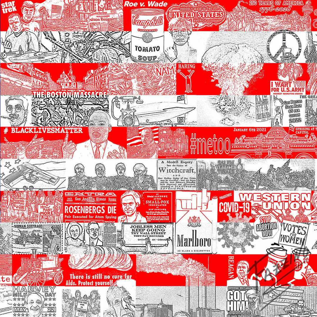 Charles Fazzino Historically…Our American Flag 3D Limited Edition die-sublimation & mixed-media on aluminum and paper