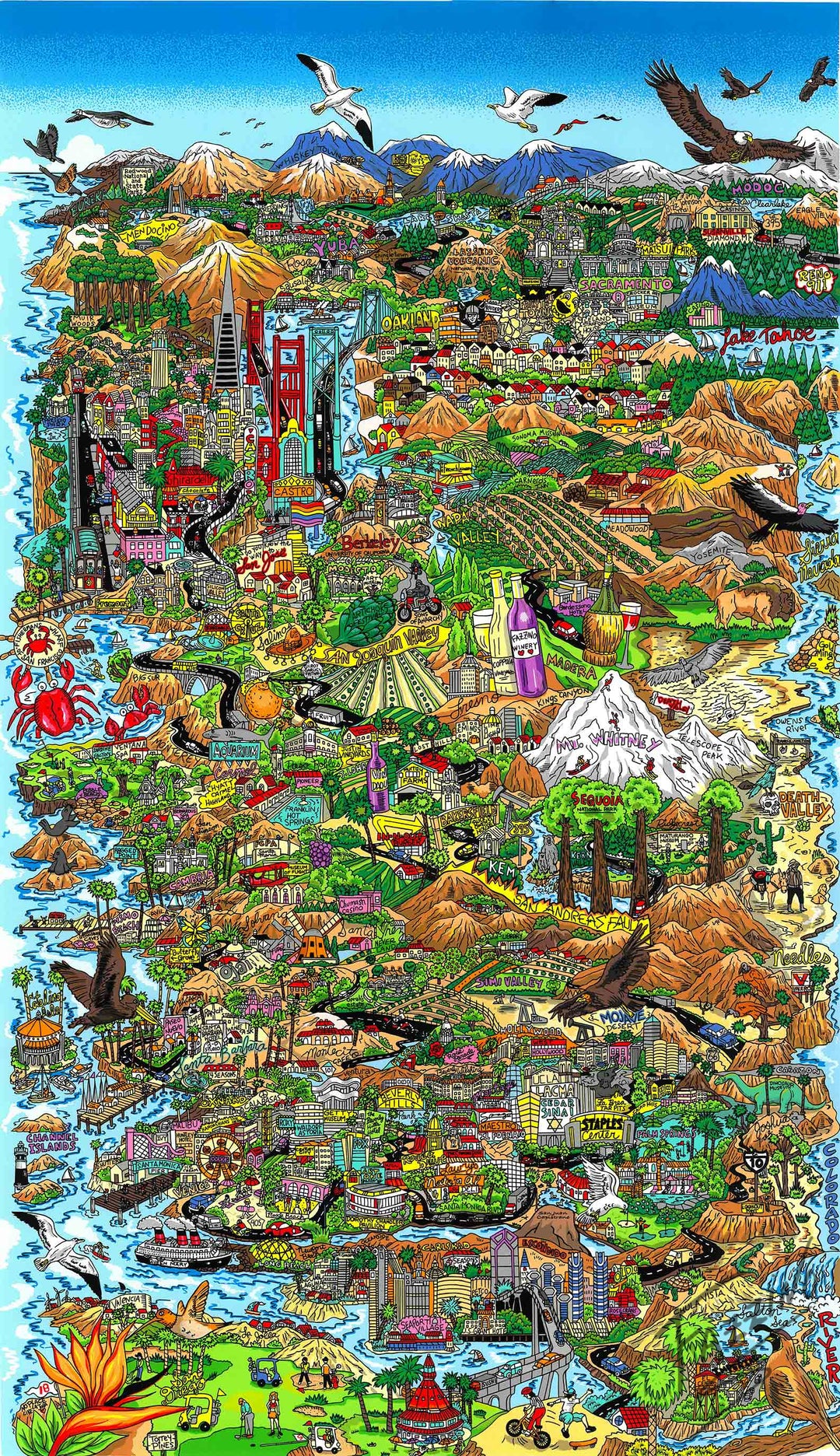 Charles Fazzino California Is Calling Me 3D Limited Edition Silkscreen on Paper