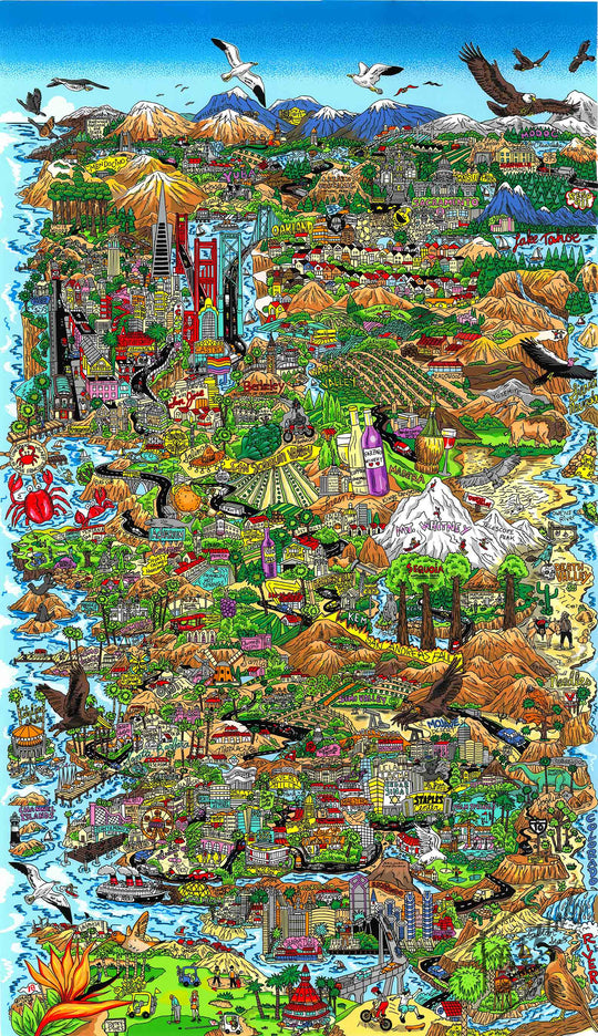 Charles Fazzino California Is Calling Me 3D Limited Edition Silkscreen on Paper