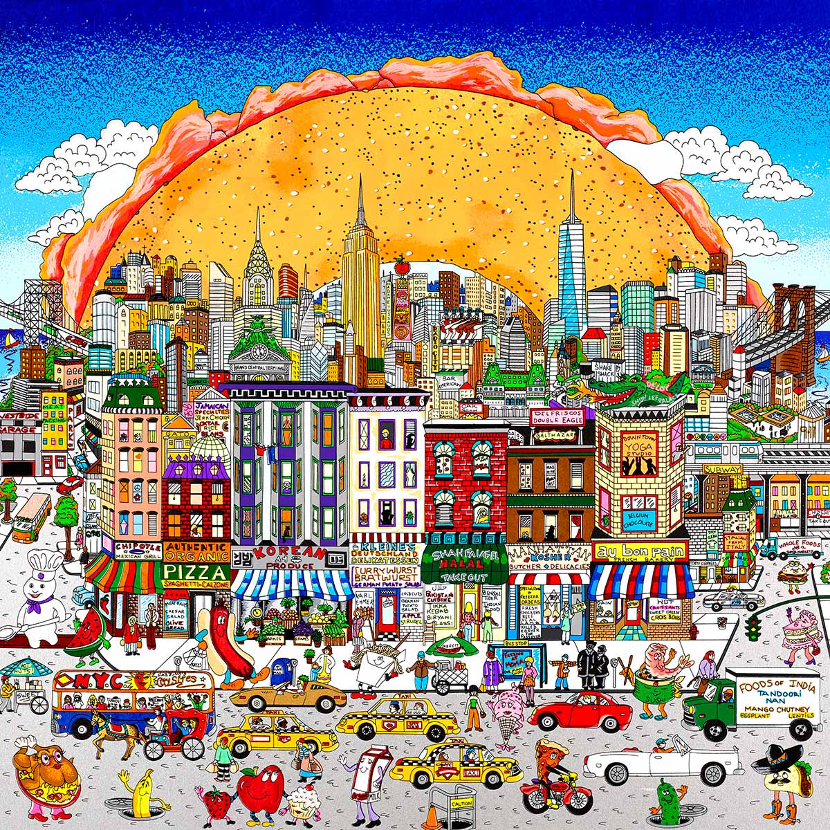 Charles Fazzino Get a Taste of the World in NYC 3D Limited Edition Silkscreen on Paper