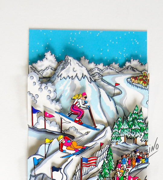 Charles Fazzino Hitting the Slopes 3D Limited Edition Silkscreen on Paper