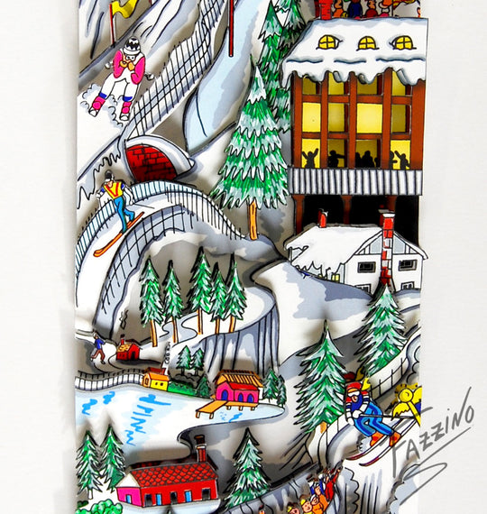 Charles Fazzino Hitting the Slopes 3D Limited Edition Silkscreen on Paper