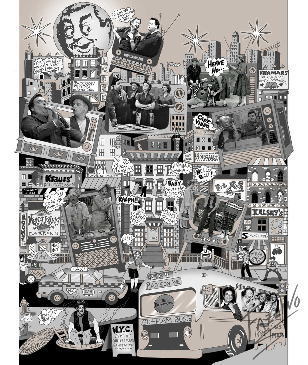 Charles Fazzino Honeymooners 3D Limited Edition Silkscreen on Paper with giclee elements