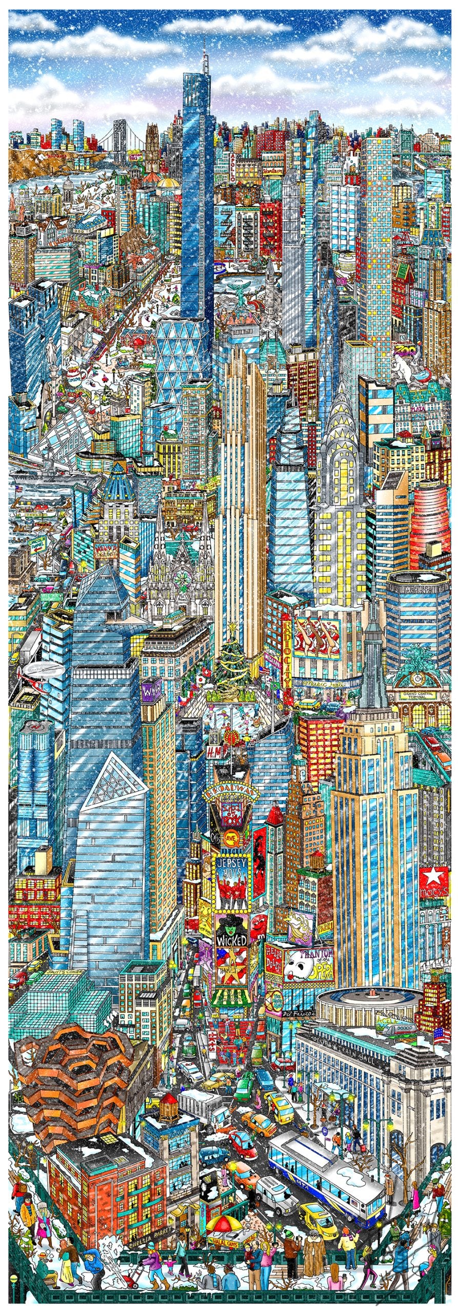 Charles Fazzino Baby It’s Cold Outside… NYC 3D Limited Edition Mixed-Media on Paper