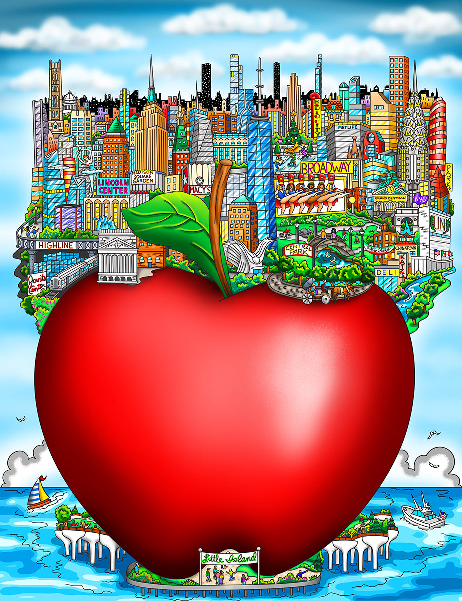 Charles Fazzino Big Apple… Little Island 3D Limited Edition Mixed-Media on Paper