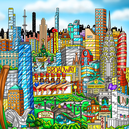 Charles Fazzino Big Apple… Little Island 3D Limited Edition Mixed-Media on Paper