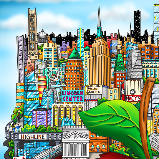 Charles Fazzino Big Apple… Little Island 3D Limited Edition Mixed-Media on Paper