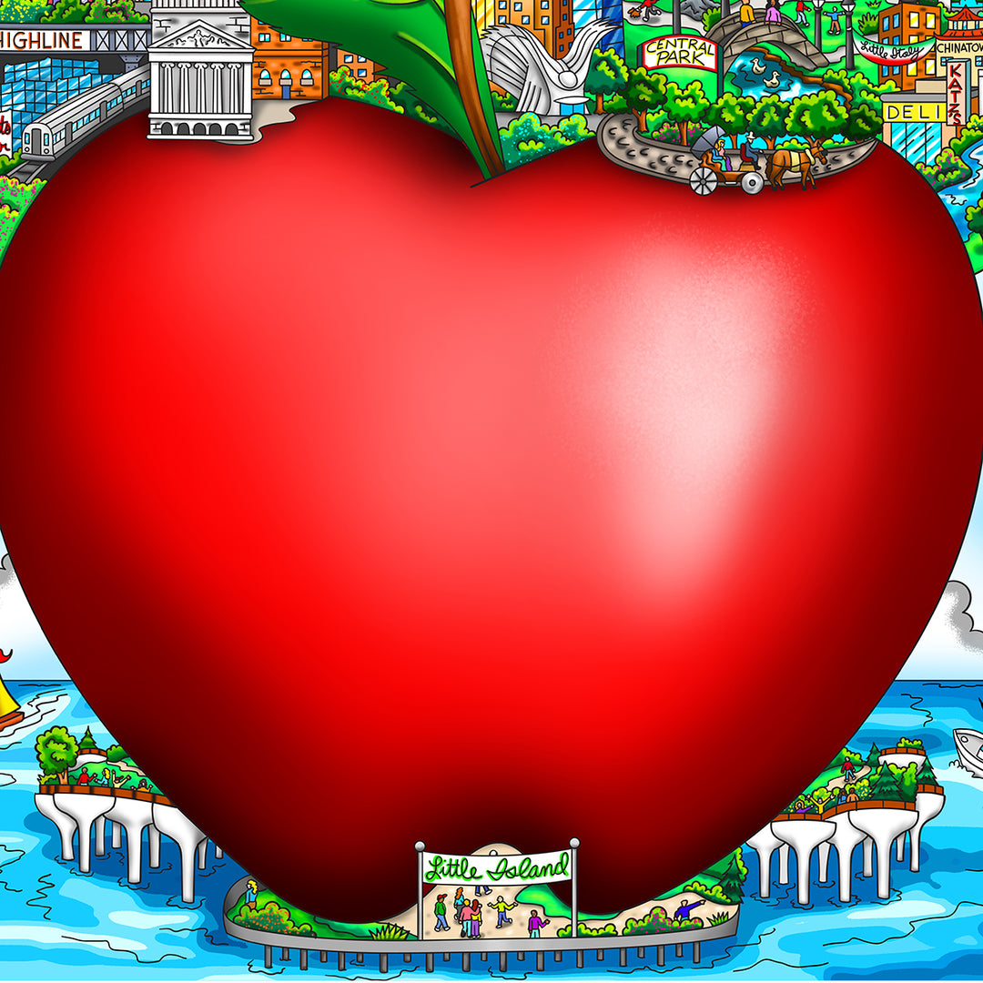 Charles Fazzino Big Apple… Little Island 3D Limited Edition Mixed-Media on Paper