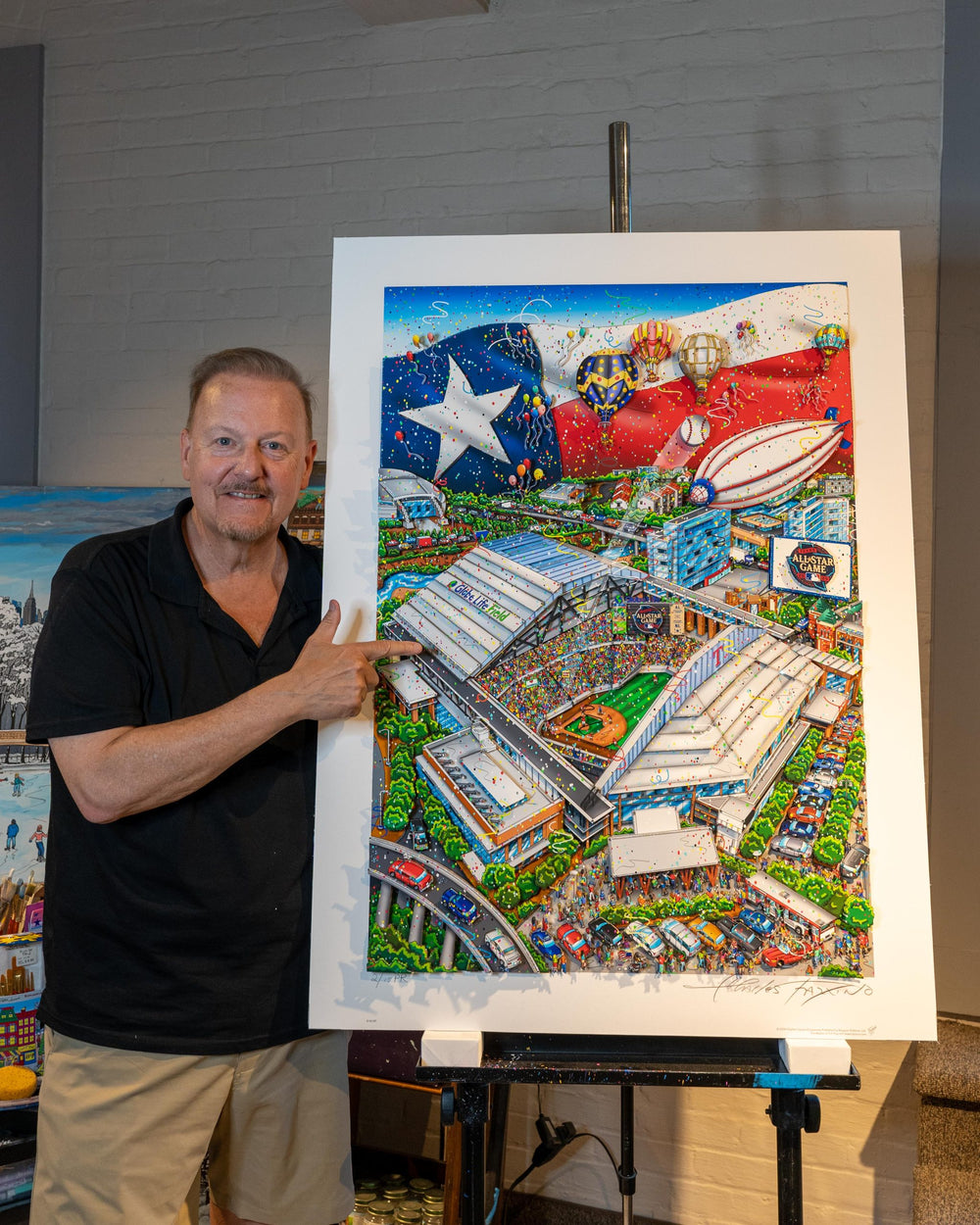 Charles Fazzino MLB All-Star Game 2024: Texas 3D Limited Edition Mixed-Media on Paper