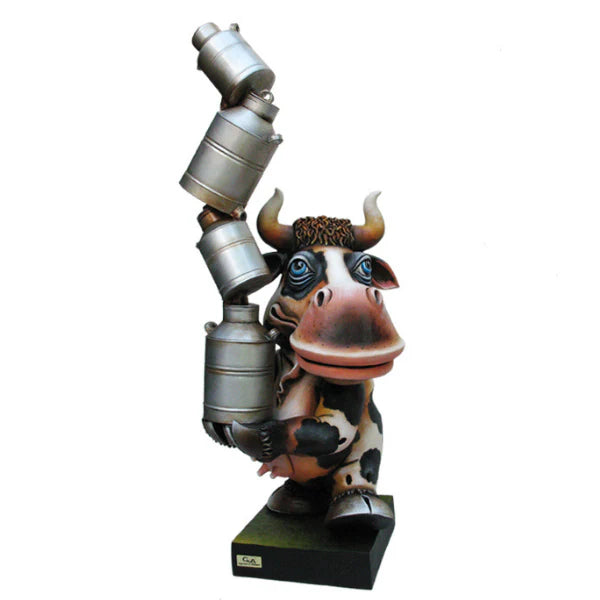 Carlos and Albert "Cow Milk Cans Balancing Act" Sculpture