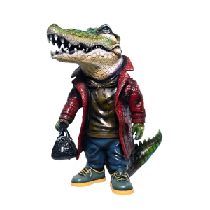 Carlos and Albert "FASHIONISTA - Gator In Trench Coat" Sculpture