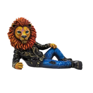 Carlos and Albert "FASHIONISTA - Lion Rockstar - Reclining" Sculpture