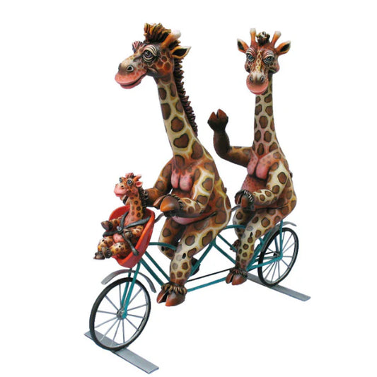 Carlos and Albert "Giraffe Family on Bicycle" Sculpture