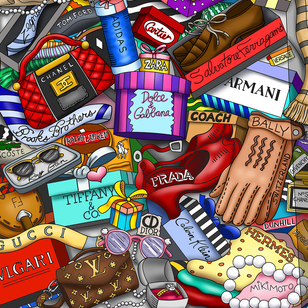 Charles Fazzino Hey Girlfriend, Let’s Go Shopping 3D Limited Edition Silkscreen on Paper