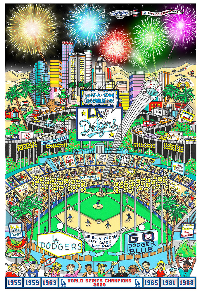 Charles Fazzino Go Dodger Blue 3D Limited Edition Silkscreen on Paper
